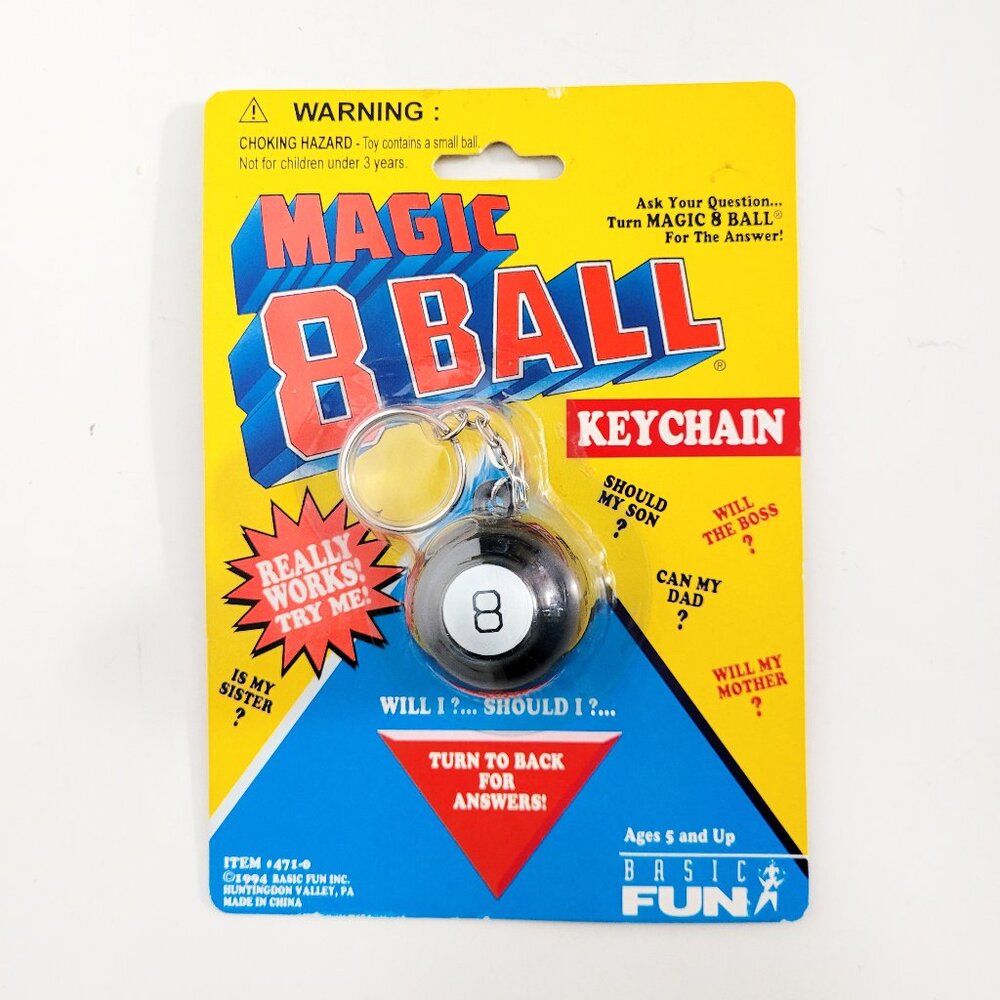 Basic Fun Vintage 1994 Magic 8 Ball Keychain  - NEW SEALED